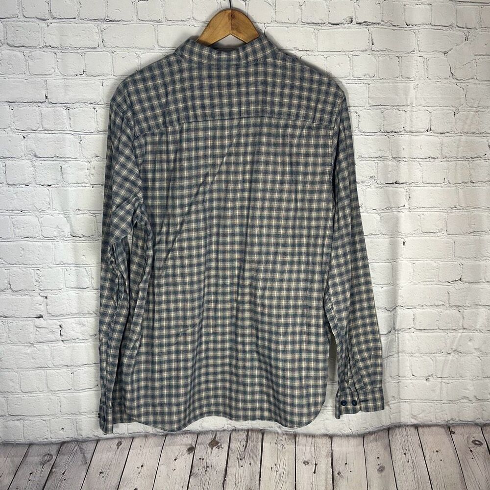 Patagonia Men's Vjosa River Organic Cotton Tan Black Plaid Shirt size L Large - Picture 5 of 8